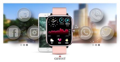 Smartwatch Giewont GW230-1 Różowe Złoto-Różowy