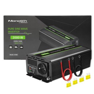 Przetwornica napięcia Qoltec Monolith | 1000W | 2000W | 24V na 230V | Czysty Sinus