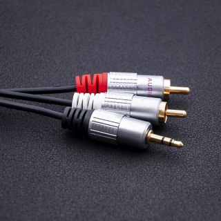 Qoltec Kabel 2x RCA / Mini Jack 3.5mm męski | 2m | Czarny