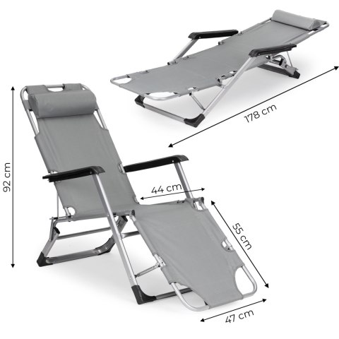 Leżak fotel ogrodowy plażowy składany 2w1 leżanka