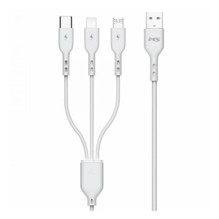 Kabel MS M-ACML1100W 3in1 USB-AM - USB-C/Micro/LIGHT 1.0m Biały