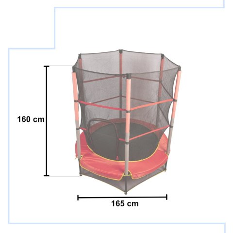 Trampolina ogrodowa dla dzieci siatka 165x160cm czerwona