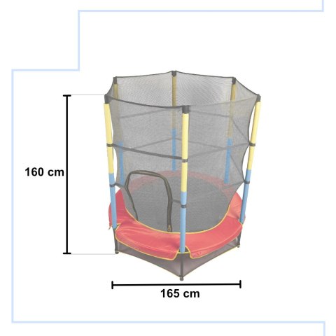 Trampolina ogrodowa dla dzieci siatka 165x160cm niebiesko-żółta