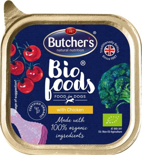 Butcher'S BIO Foods - Karma dla psa z kurczakiem - tacka 150g