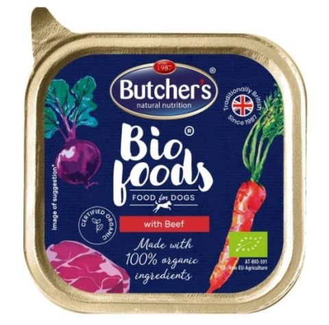 Butcher'S BIO Foods - Karma dla psa z wołowiną - tacka 150g