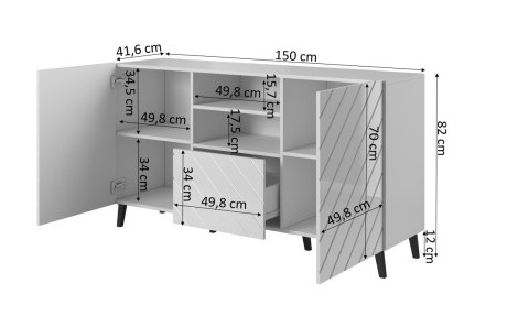 Komoda ABETO 150x42x82 czarny/czarny połysk