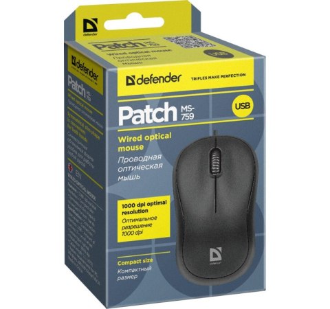 DEFENDER MYSZ PATCH MS-759 OPTICAL 1000DPI 3P CZARNA 52759