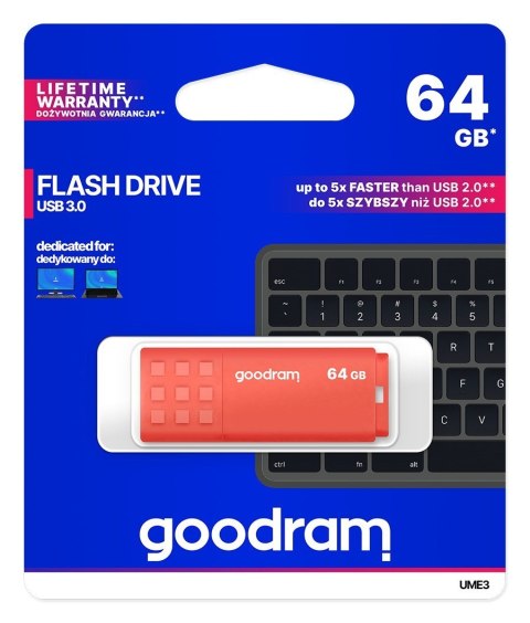 GOODRAM FLASHDRIVE 64GB UME3 USB 3.0 ORANGE