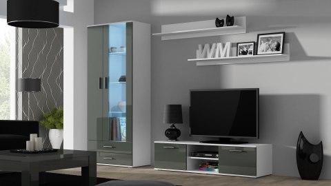 Szafka RTV SOHO 140 biały/ szary połysk Szafka RTV SOHO 140 biały/ szary połysk
