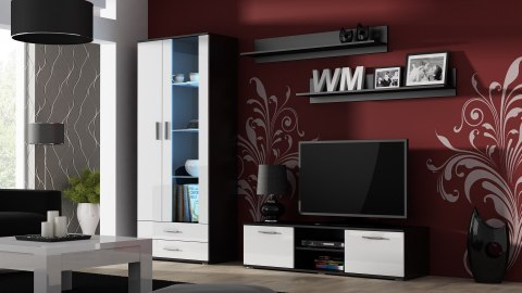 Szafka RTV SOHO 140 czarny/ biały połysk Szafka RTV SOHO 140 czarny/ biały połysk
