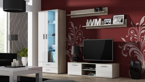 Szafka RTV SOHO 140 dąb sonoma/ biały połysk Szafka RTV SOHO 140 dąb sonoma/ biały połysk