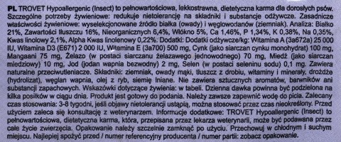 Trovet IPD 3 kg świeże owady, dla psów