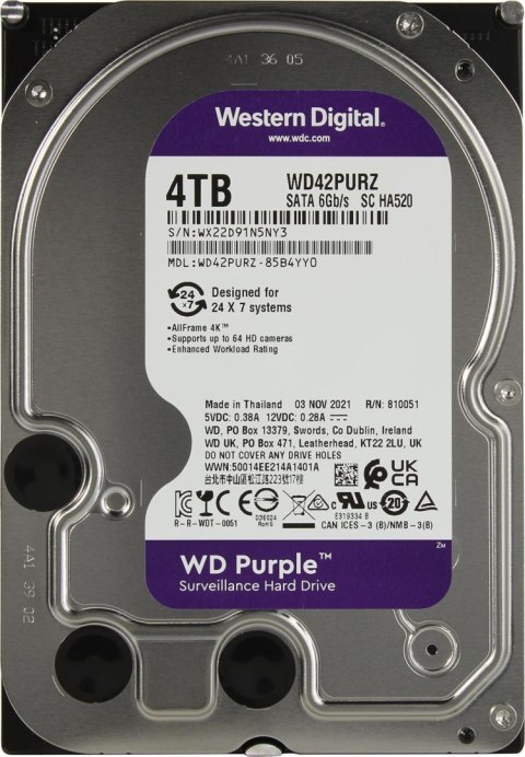 DYSK WD PURPLE 4TB WD42PURZ RECERTYFIKOWANY