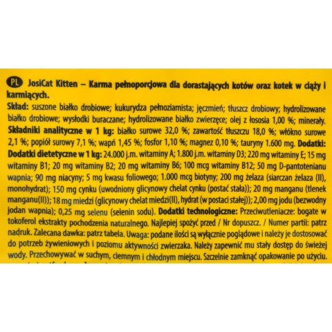 Josera JosiCat Kitten dla kotów 650g Josera JosiCat Kitten dla kotów 650g
