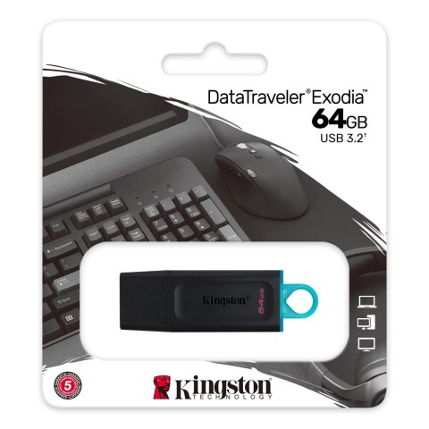 KINGSTON FLASH 64GB USB 3.2 Gen 1 DataTraveler Exodia (B+T)