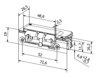 Elektrozaczep HARTTE XS12R-C seria XS 12V rewersyjny z wyślizgiem