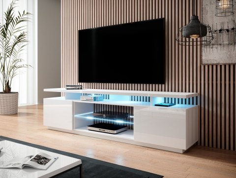 Szafka RTV EVA 180x40x52 biały/biały połysk Szafka RTV EVA 180x40x52 biały/biały połysk