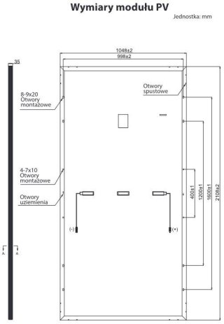 Moduł panel PV srebrna rama 455W RISEN RSM144-7-455M 2108x1048x35mm