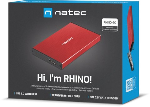 OBUDOWA DYSKU ZEWNĘTRZNA NATEC RHINO GO SATA 2.5cala USB 3.0 CZERWONA