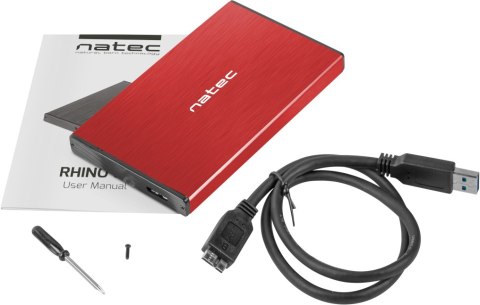 OBUDOWA DYSKU ZEWNĘTRZNA NATEC RHINO GO SATA 2.5cala USB 3.0 CZERWONA