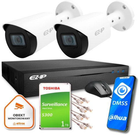 Zestaw monitoringu IP Pro 2B EZ-IP by Dahua 2 kamer FullHD 1TB EZI-B120-F2 EZN-104E1-P4 Zestaw monitoringu IP Pro 2B EZ-IP by Dahua 2 kamer FullHD 1TB EZI-B120-F2 EZN-104E1-P4
