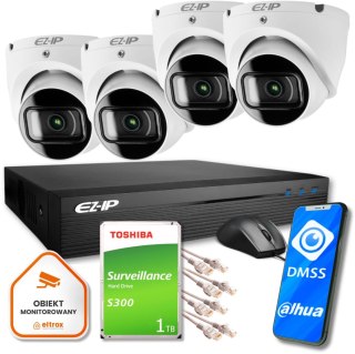 Zestaw monitoringu IP Pro 4T EZ-IP by Dahua 4 kamer FullHD 1TB EZI-T120-F2 EZN-104E1-P4
