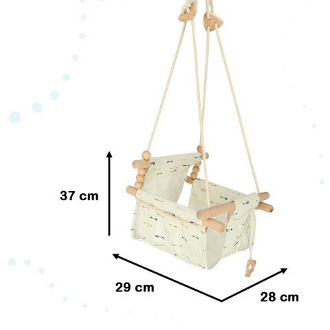 Huśtawka dla dzieci materiałowa drewniana wisząca strzałki
