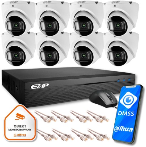 Zestaw monitoringu IP Eco 8T EZ-IP by Dahua 8 kamer FullHD EZI-T120-F2 EZN-108E1-P8