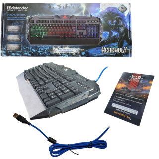 KLAWIATURA DEFENDER WEREWOLF GK-120DL PODŚWIETLANA GAMING