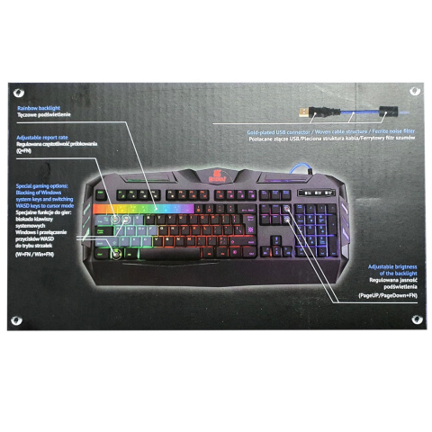 KLAWIATURA DEFENDER WEREWOLF GK-120DL PODŚWIETLANA GAMING