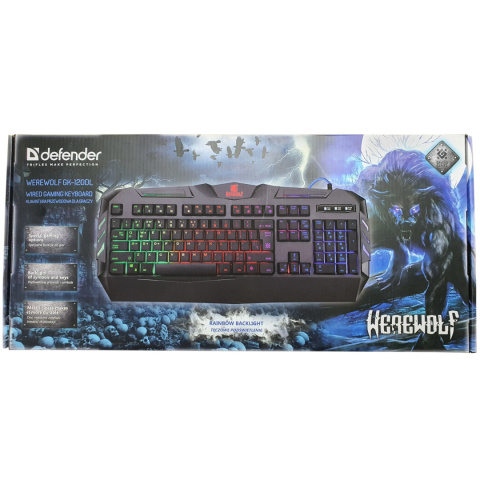 KLAWIATURA DEFENDER WEREWOLF GK-120DL PODŚWIETLANA GAMING