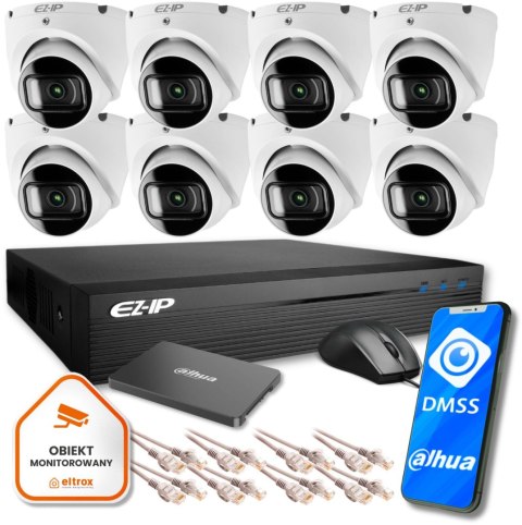 Zestaw monitoringu IP Ultra 8T EZ-IP by Dahua 8 kamer FullHD SSD1TB EZI-T120-F2 EZN-108E1-P8