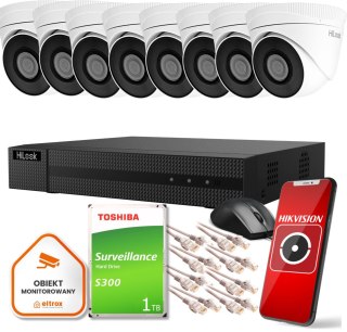 Zestaw monitoringu Hilook 8 kamer IP IPCAM-T2 1TB dysk