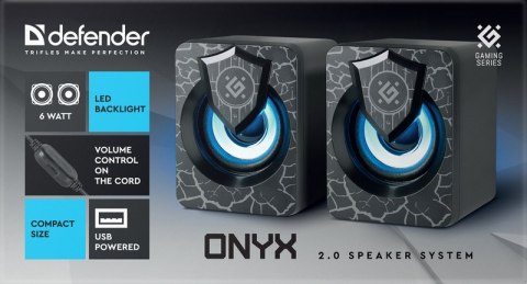 GŁOŚNIKI DEFENDER ONYX 2.0 6W LED USB