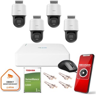 Zestaw monitoringu Hilook 4 kamer IP PTZ-N2MP 1TB dysk