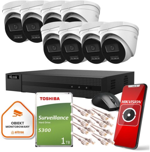 Zestaw monitoringu Hilook 8 kamer IP IPCAM-T2-30DL 1TB dysk