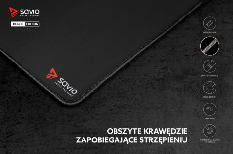 SAVIO PODKŁADKA POD MYSZ, GAMING 1000X500X3MM, OBSZYTA BLACK EDITION TURBO DYNAMIC XXL