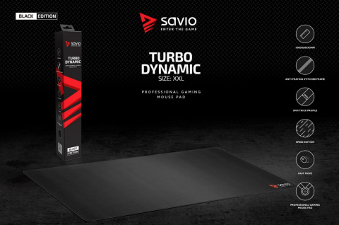 SAVIO PODKŁADKA POD MYSZ, GAMING 1000X500X3MM, OBSZYTA BLACK EDITION TURBO DYNAMIC XXL