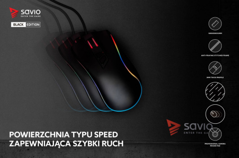 SAVIO PODKŁADKA POD MYSZ, GAMING 1000X500X3MM, OBSZYTA BLACK EDITION TURBO DYNAMIC XXL