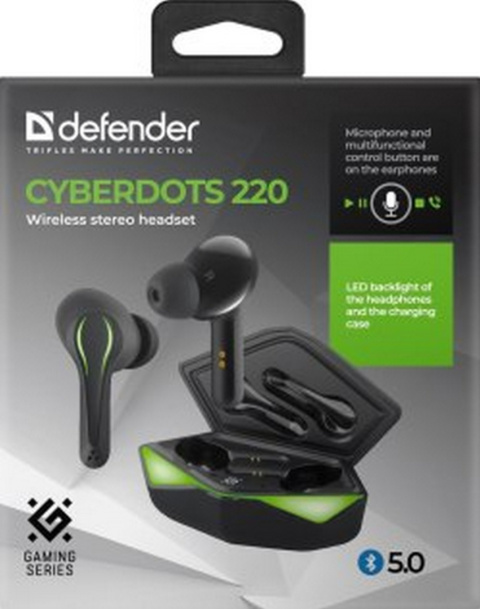 SŁUCHAWKI DEFENDER BLUETOOTH CYBERDOTS 220 GAMING CZARNE