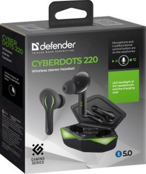 SŁUCHAWKI DEFENDER BLUETOOTH CYBERDOTS 220 GAMING CZARNE