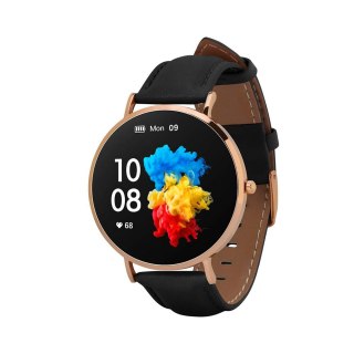 Smartwatch Garett Verona złoto-czarny skórzany