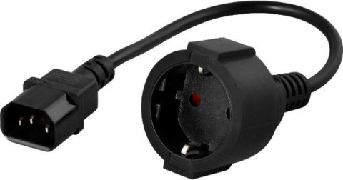 ADAPTER IEC 320 C14(M) -> SCHUKO(F) NA KABLU 20CM DO UPS CZARNY PowerWalker