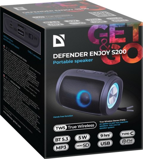 GŁOŚNIK DEFENDER ENJOY S200 BLUETOOTH CZARNY