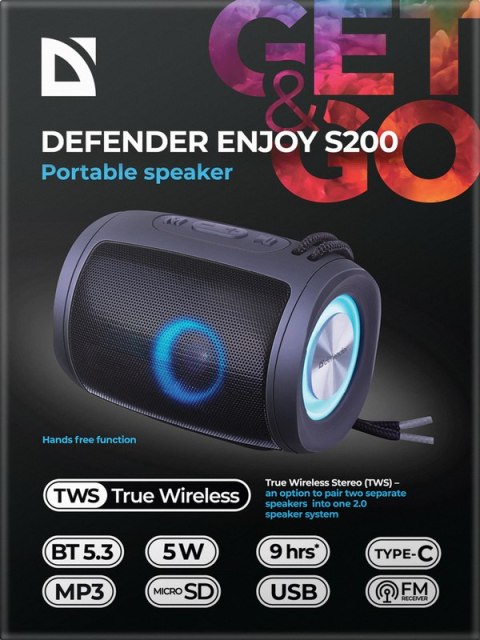 GŁOŚNIK DEFENDER ENJOY S200 BLUETOOTH CZARNY