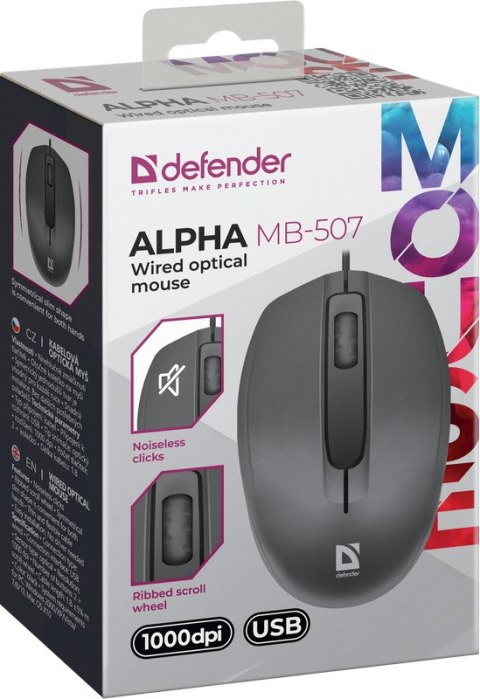 MYSZ DEFENDER ALPHA MB-507 CZARNA OPTICAL 1000dpi 3P