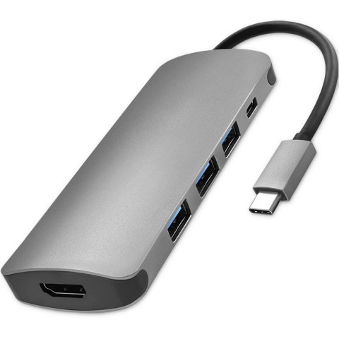 Qoltec Adapter USB 3.1 C męski / 3x USB 3.0 żeńskie | USB typ C żeński |HDMI żeńskie