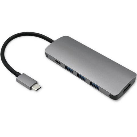 Qoltec Adapter USB 3.1 C męski / 3x USB 3.0 żeńskie | USB typ C żeński |HDMI żeńskie