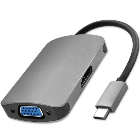 Qoltec Adapter USB 3.1 C męski / HDMI żeński | VGA żeńskie