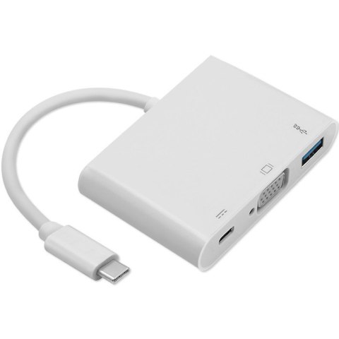 Qoltec Adapter USB 3.1 Typ C męski | VGA żeński + USB 3.0 A żeński + USB 3.1 Typ C żeński PD | 0.19m